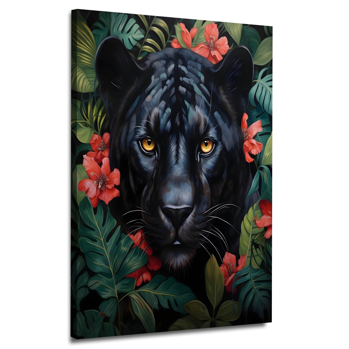 Wandbild Kunstwerk schwarzer Panther Forest Style