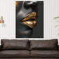 Wandbild Kunstwerk sinnliche Lippen in Gold