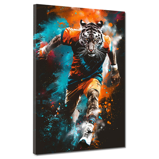 Wandbild Kunstwerk sportlicher Tiger modernes Pop Art Design