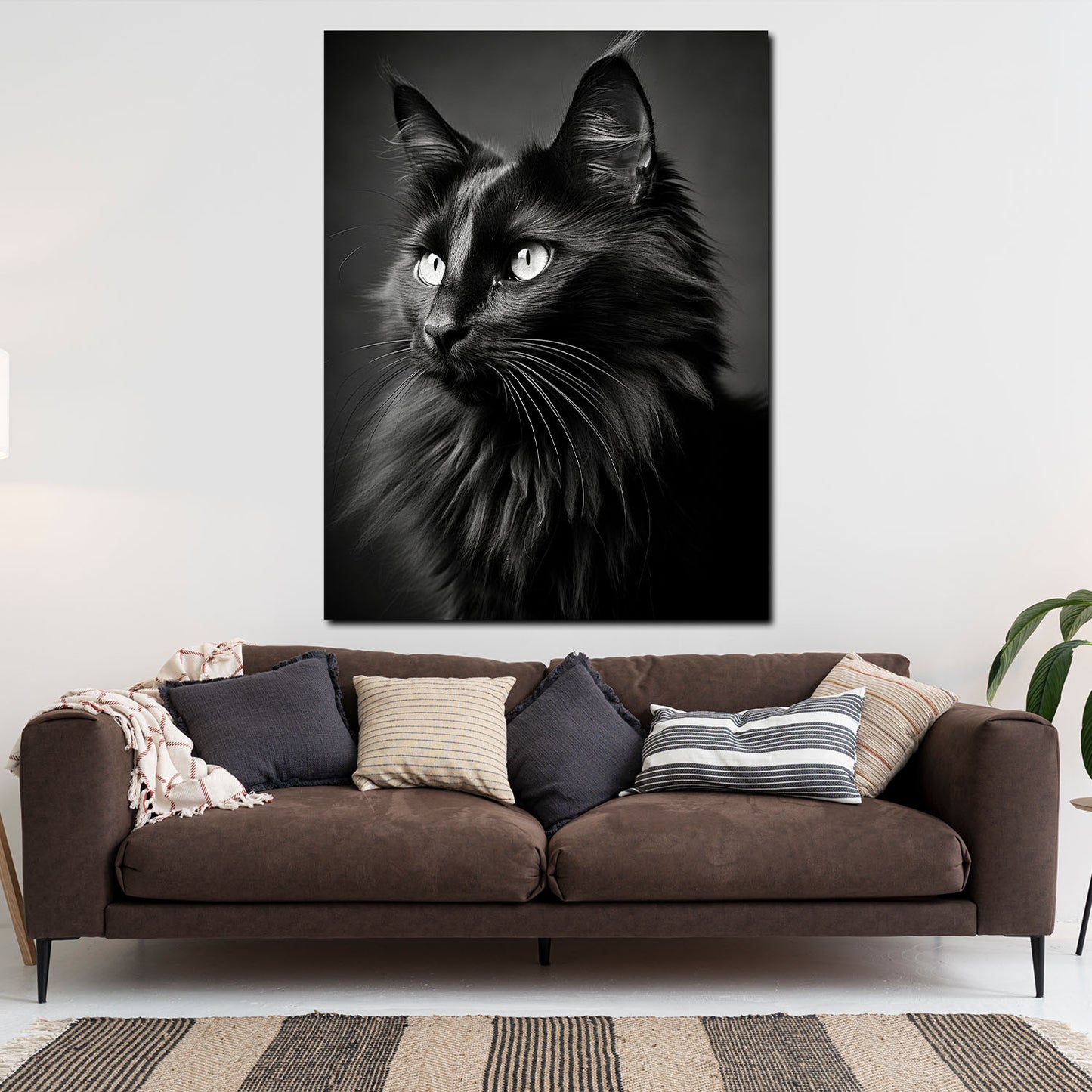 Wandbild Kunstwerk mit schwarze Katze