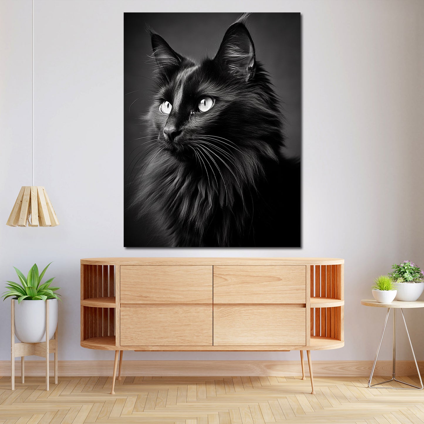 Wandbild Kunstwerk mit schwarze Katze