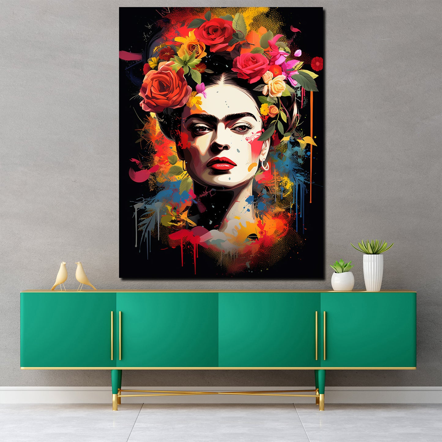 Wandbild Kunstwerk wunderschöne Frida Pop Art Style