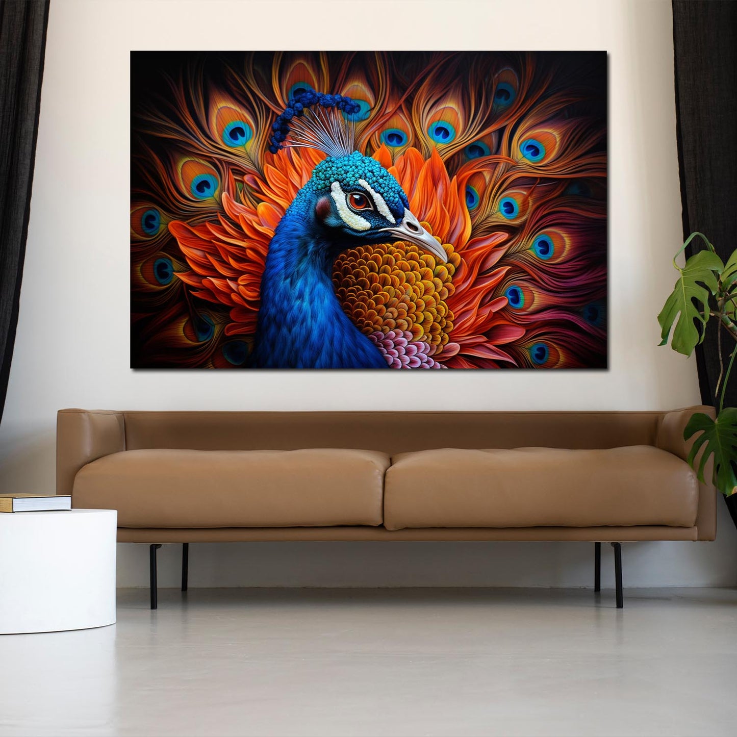 Wandbild Kunstwerk wunderschöner Pfau