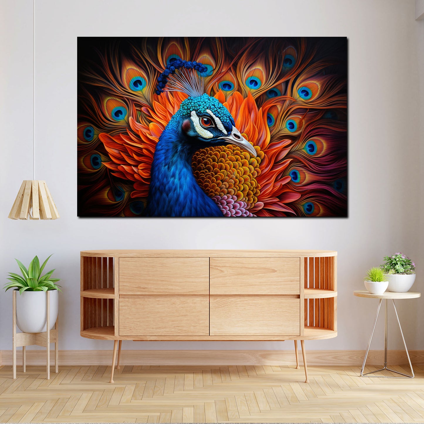 Wandbild Kunstwerk wunderschöner Pfau