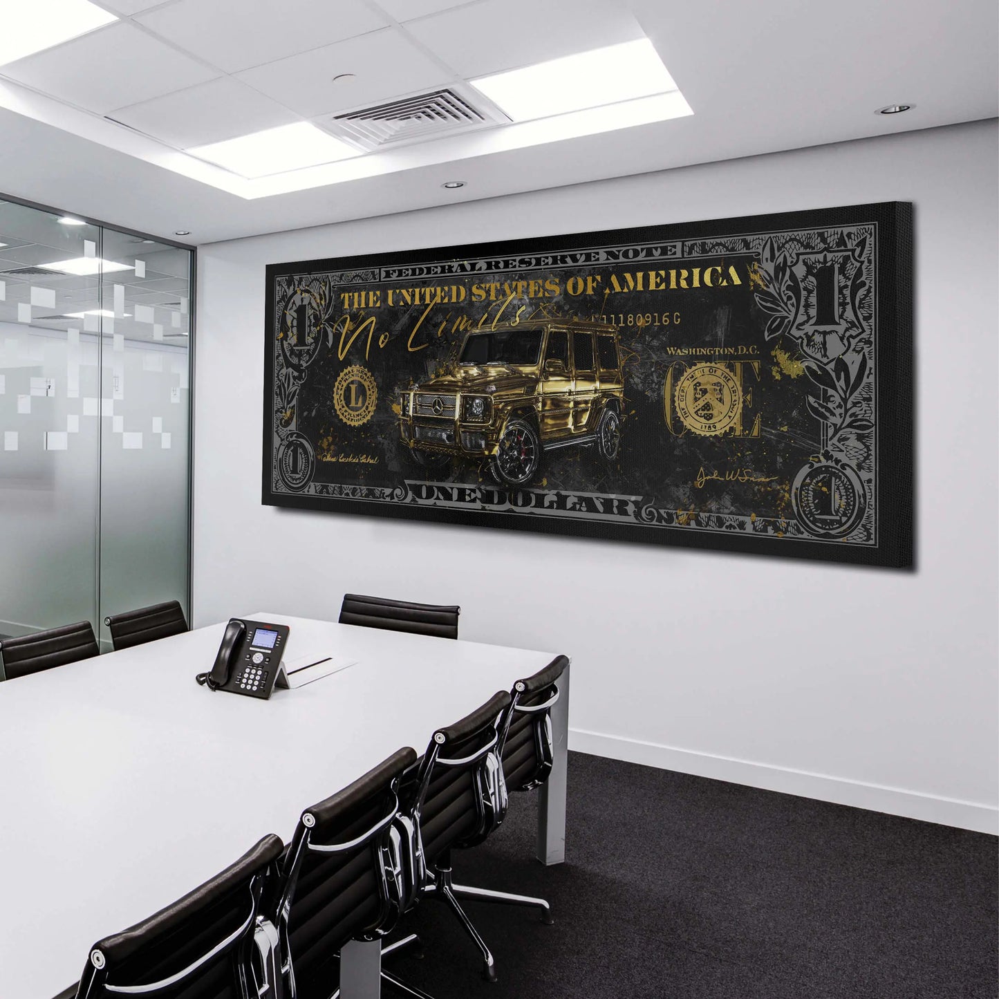 Wandbild Leinwandbild Kunstwerk Dollar Mercedes 63G