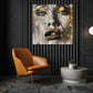 Wandbild Kunstwerk Glamour Portrait mit Goldoptik Lippen