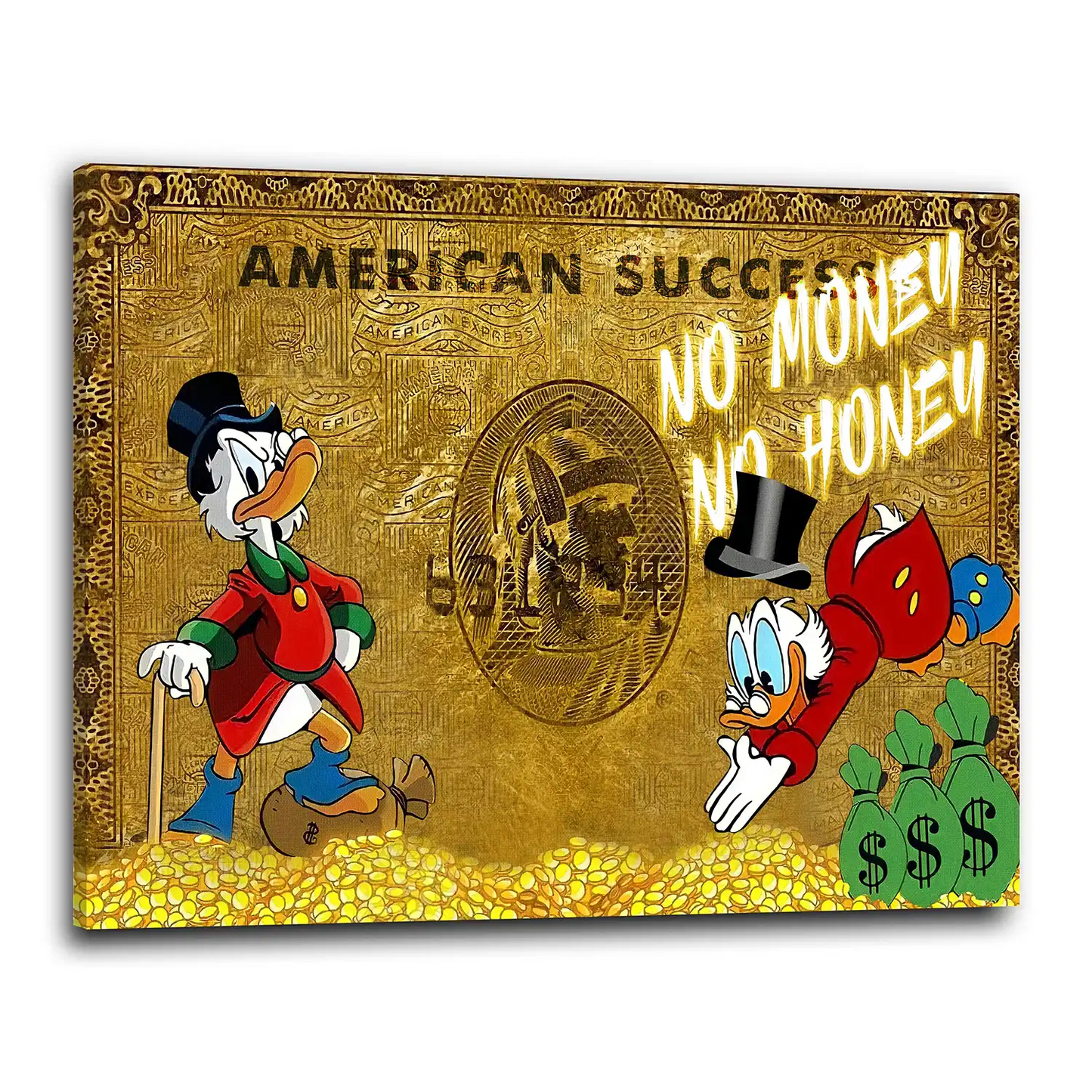 Wandbild Kunstwerk Duck Gold American Success, Comic