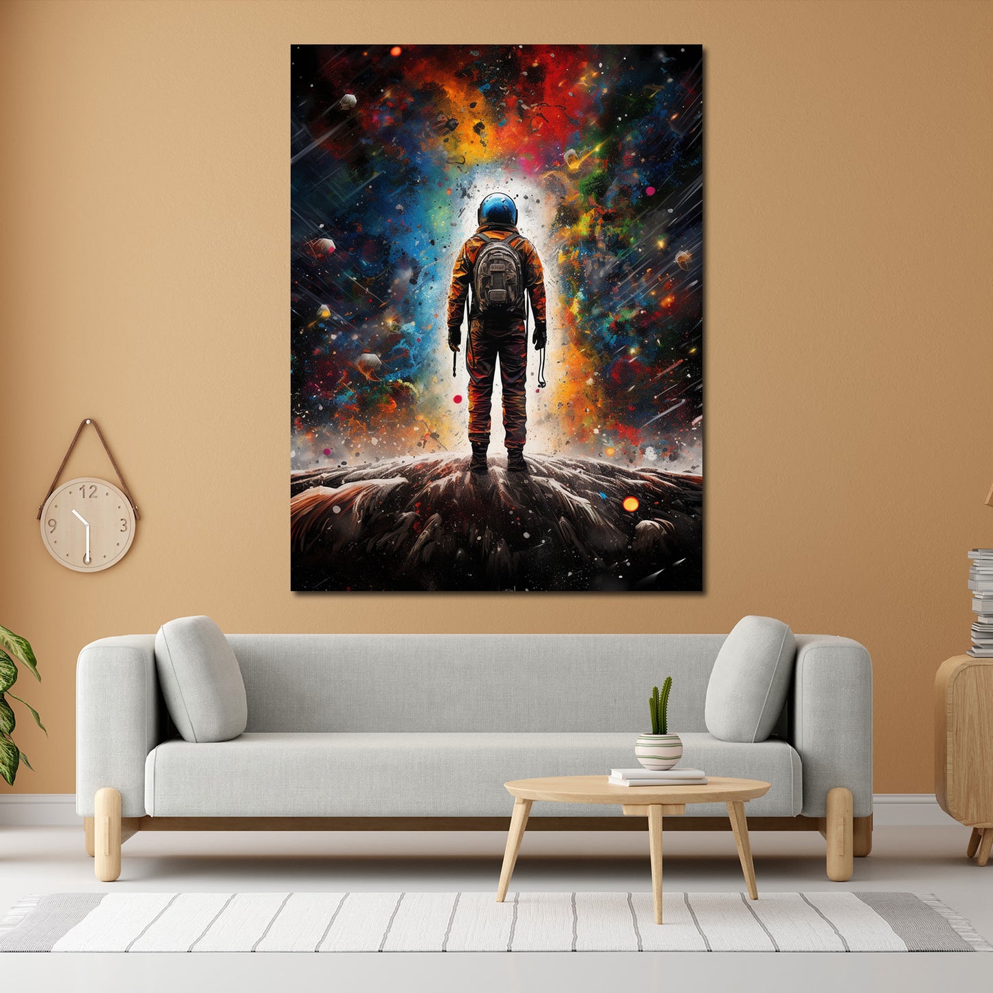 Wandbild abstraktes Kunstwerk Astronaut, Pop Art Galaxie