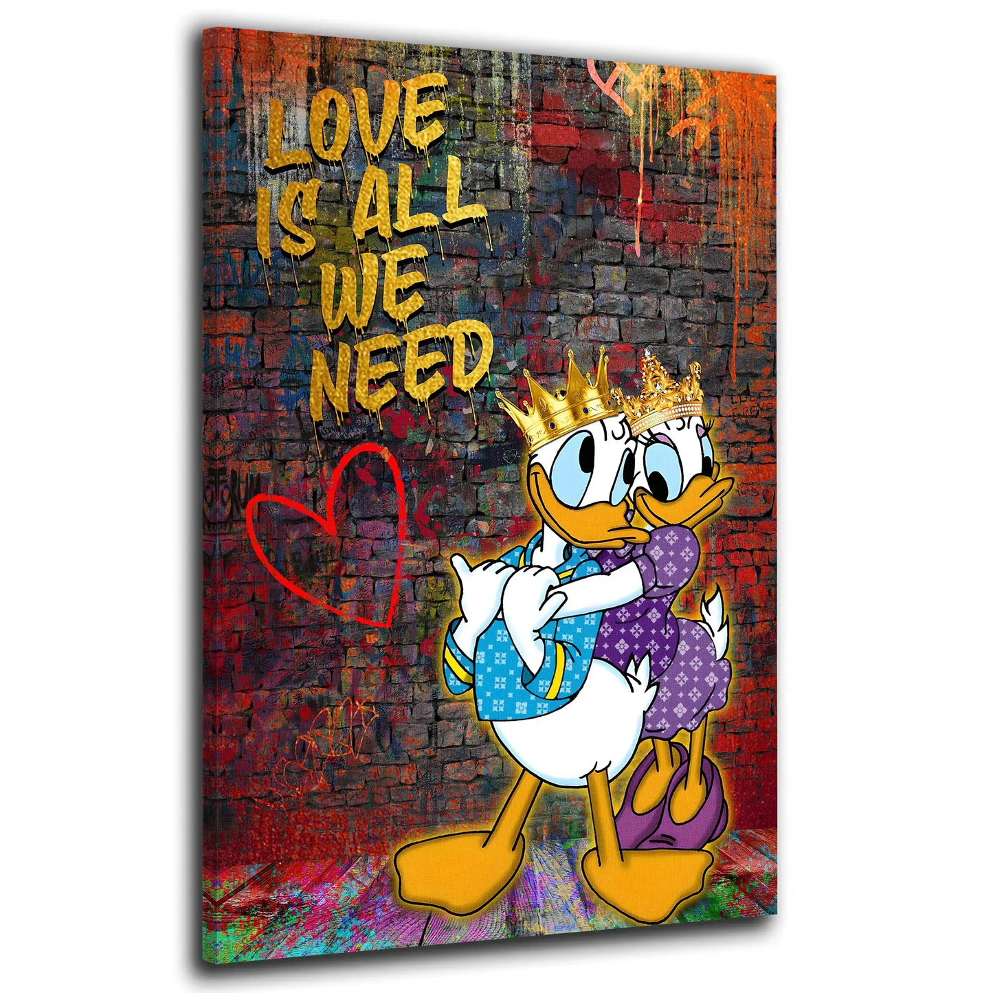 Wandbild Kunstwerk King Donald Love Is All We Need, Pop Art Comic