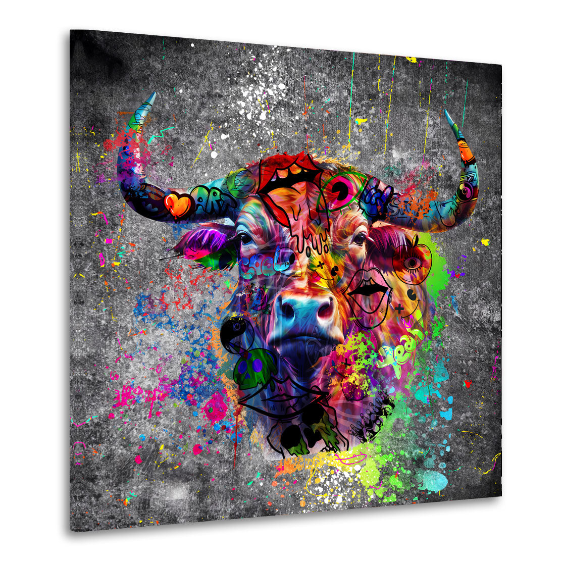 Wandbild Kunstwerk Graffiti Street Art Stier