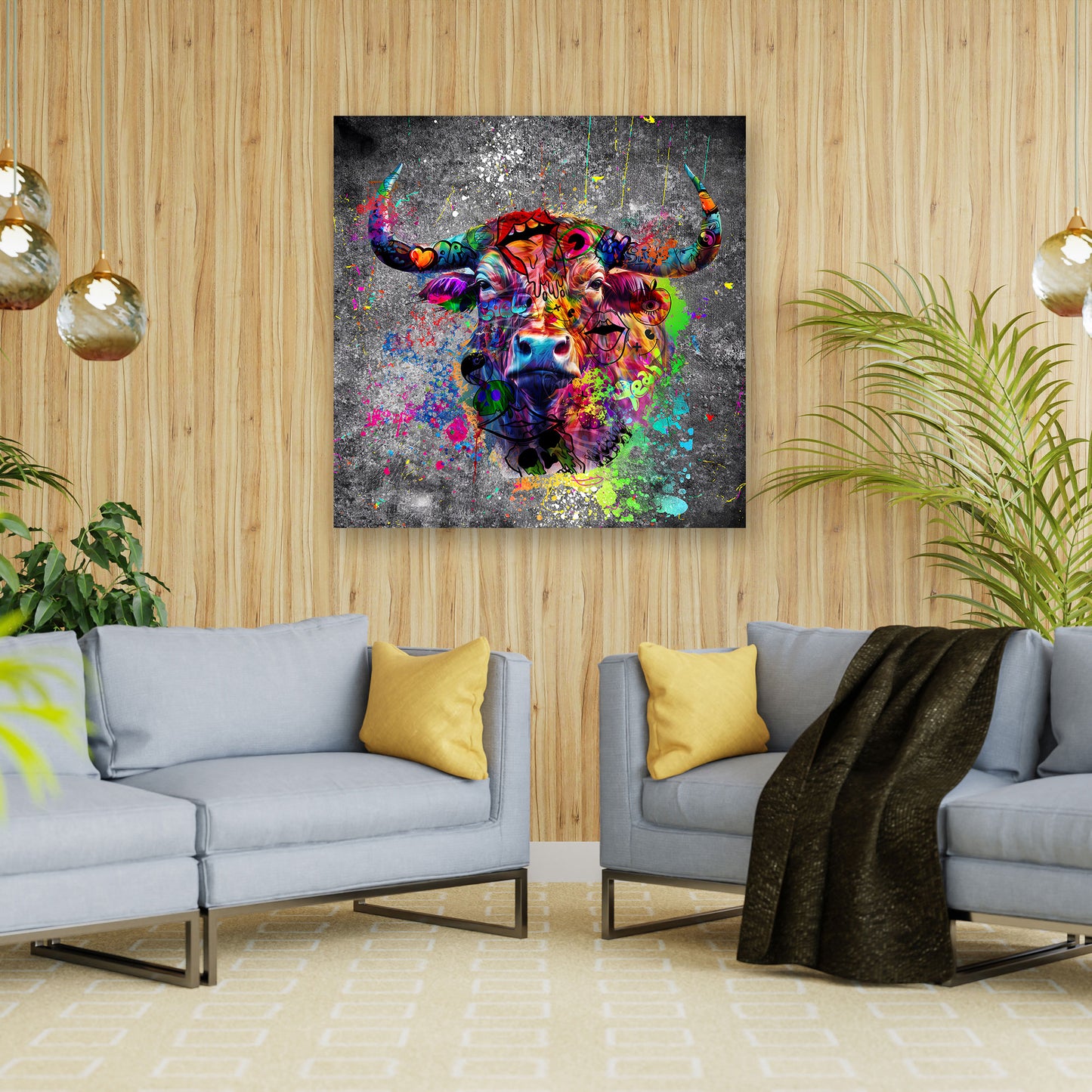 Wandbild Kunstwerk Graffiti Street Art Stier