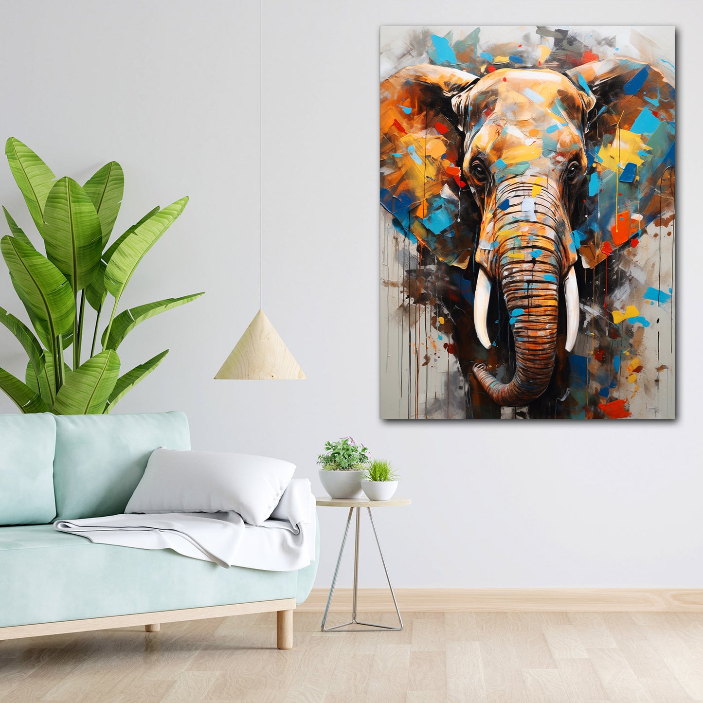 Wandbild Kunstwerk Elefant abstrakt