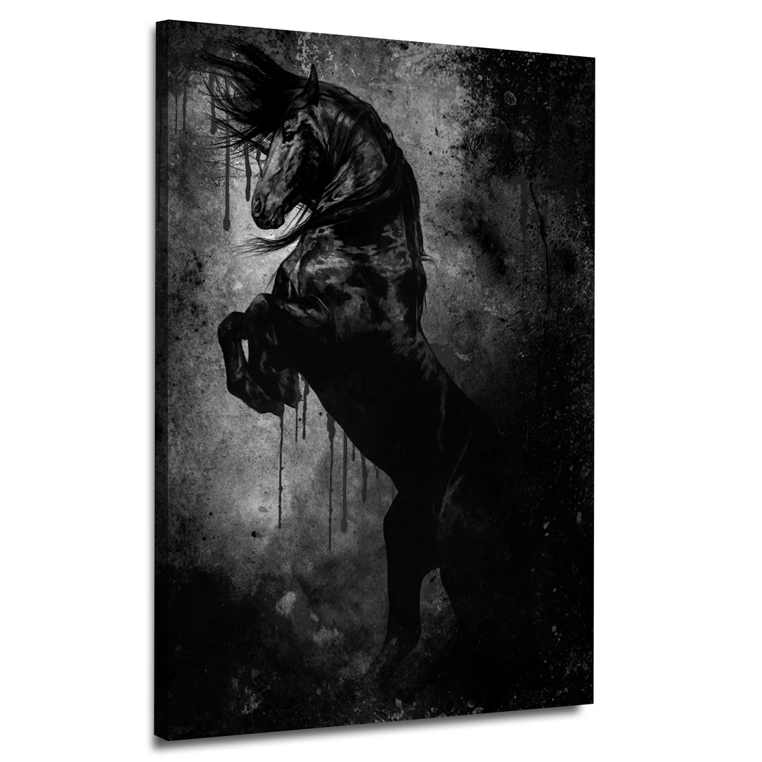 Wandbild Kunstwerk schwarzes Pferd Black Style