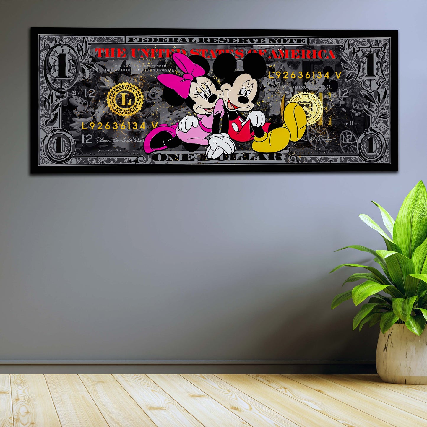 Wandbild Kunstwerk Dollar Maus Black Style, Comic