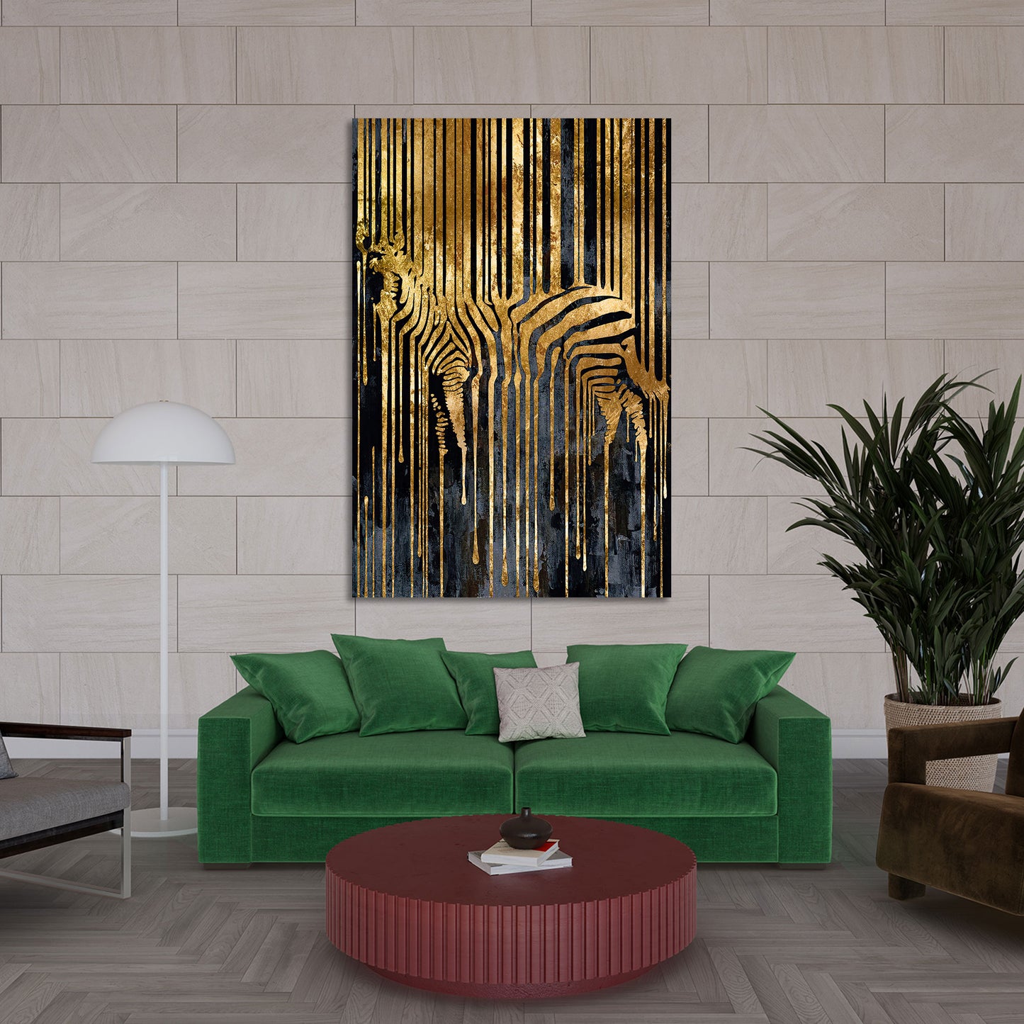 Wandbild Kunstwerk Zebra Gold Style, Abstrakt