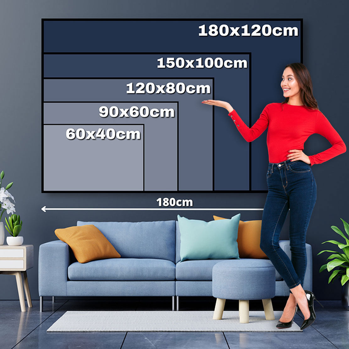 Wandbild schönes abstraktes Kunstwerk mit See und Stadt