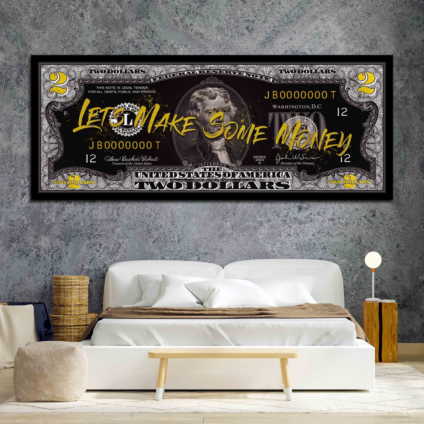 Wandbild Kunstwerk 2 Dollar Make Money Pop Art