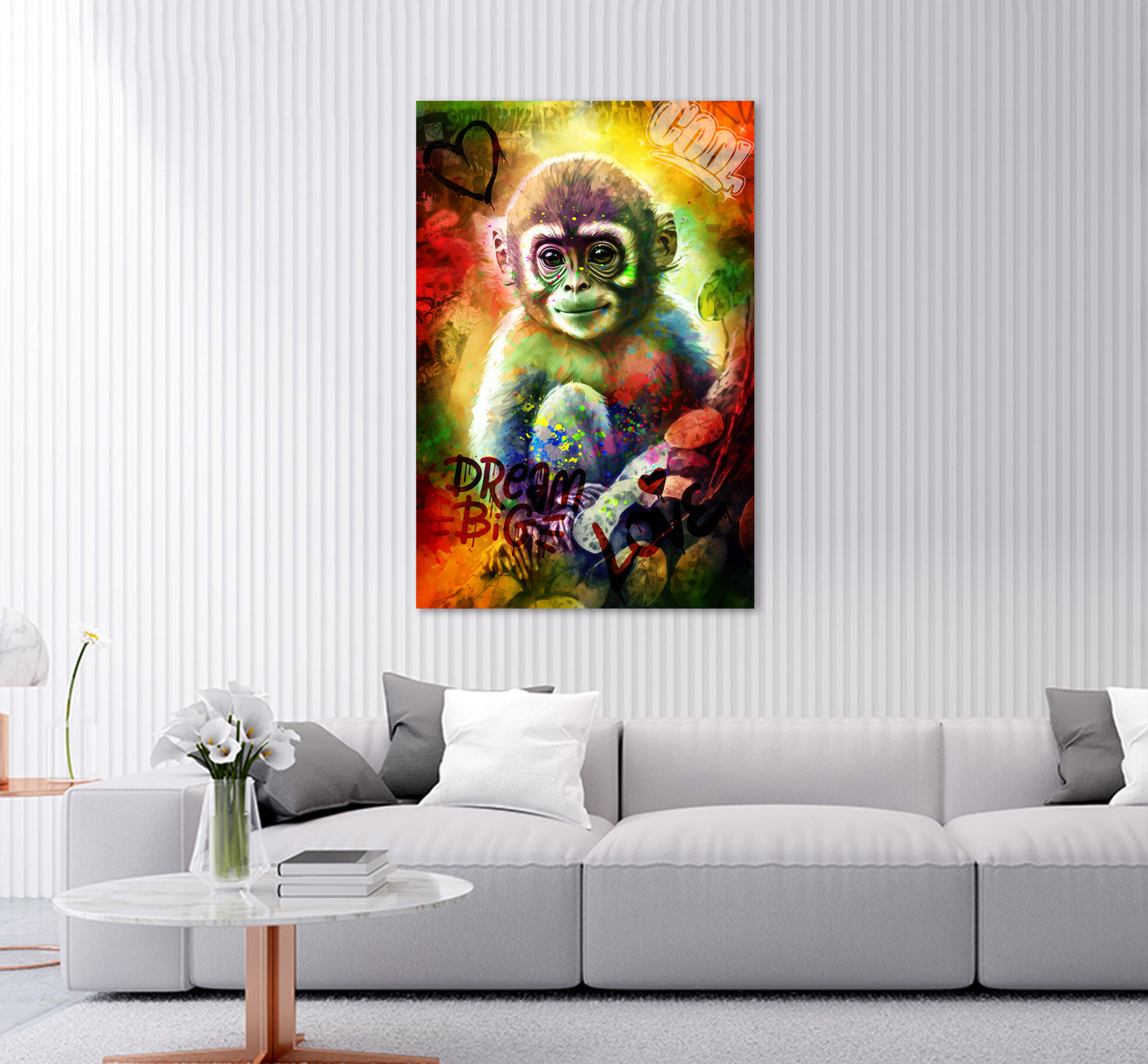 Wandbild Kunstwerk Baby Monkey Pop Art Style