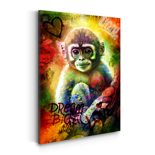 Wandbild Kunstwerk Baby Monkey Pop Art Style