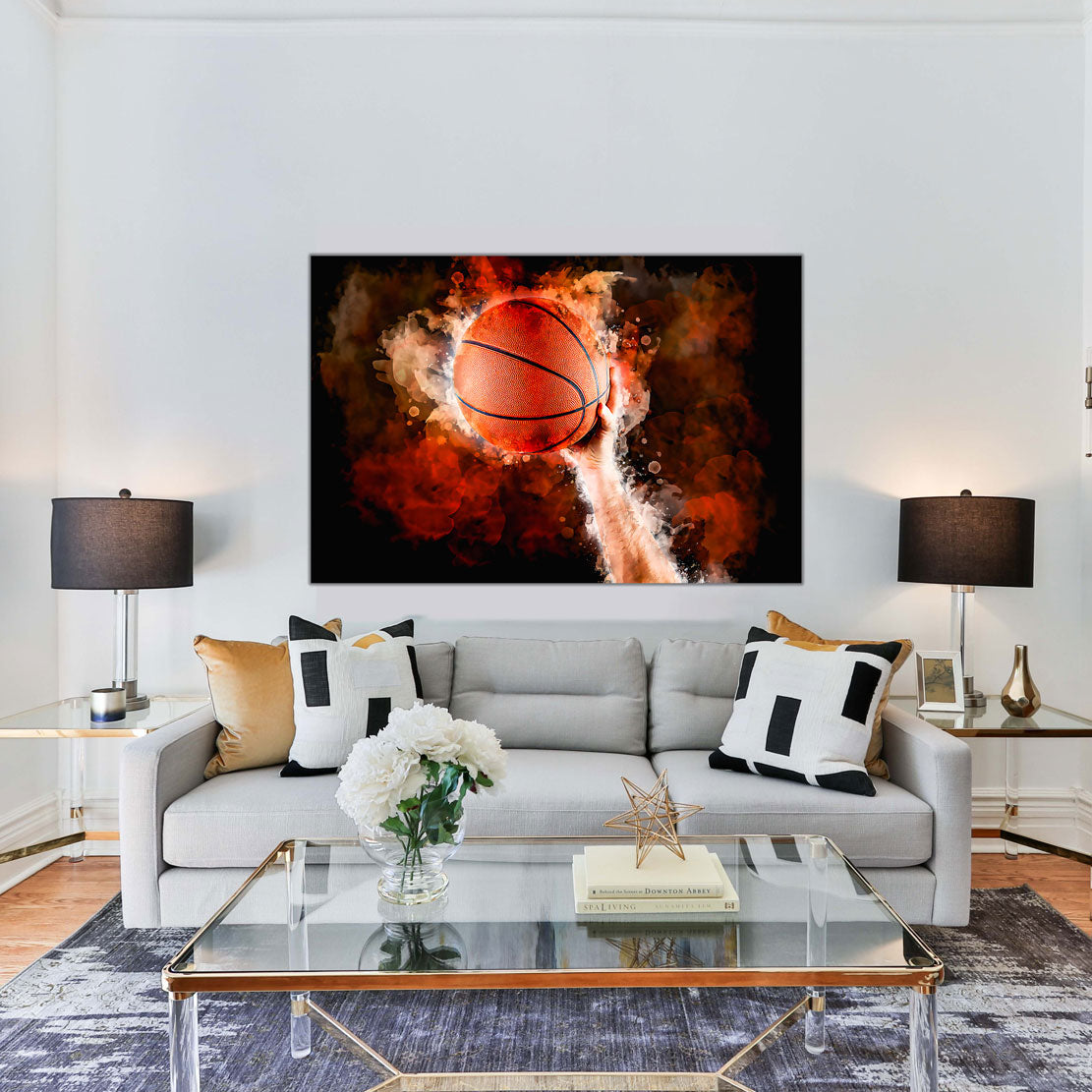 Wandbild Kunstwerk Basketball Abstract Hand Style