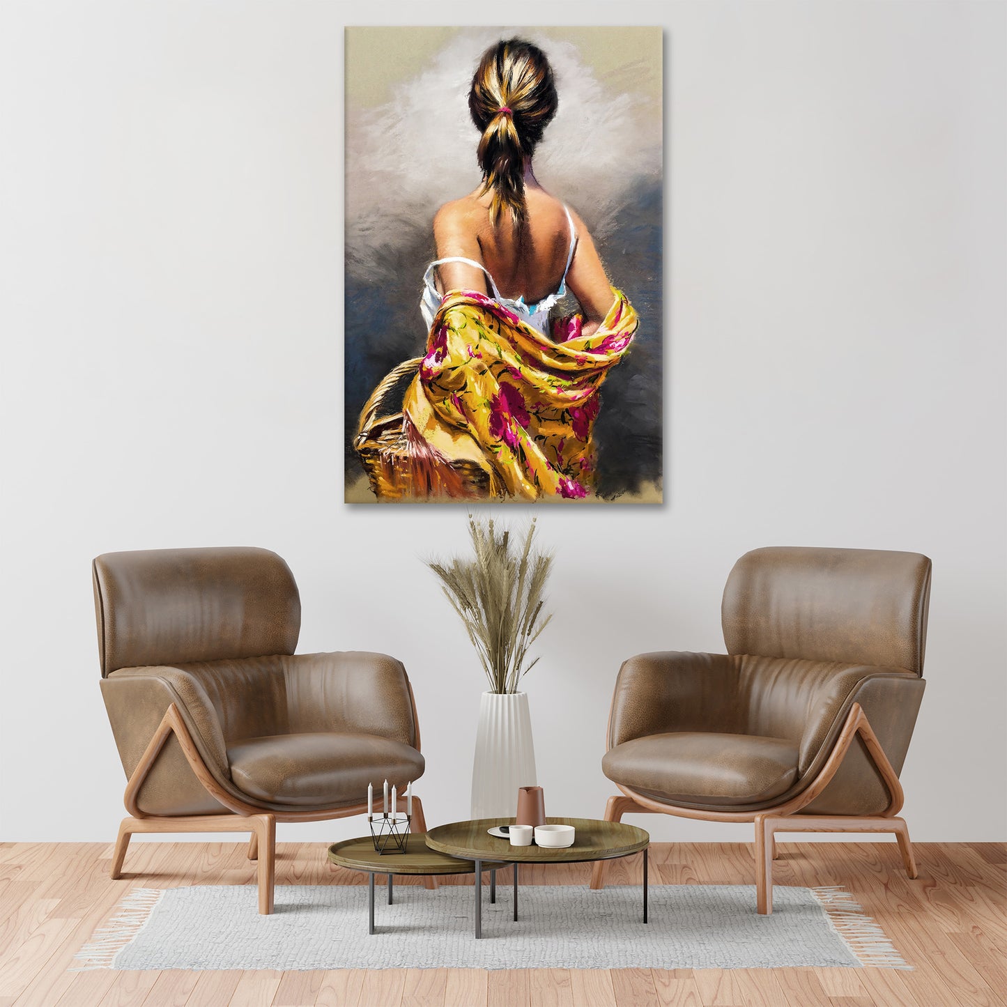 Wandbild Kunstwerk Beautiful Lady Paint Back Style