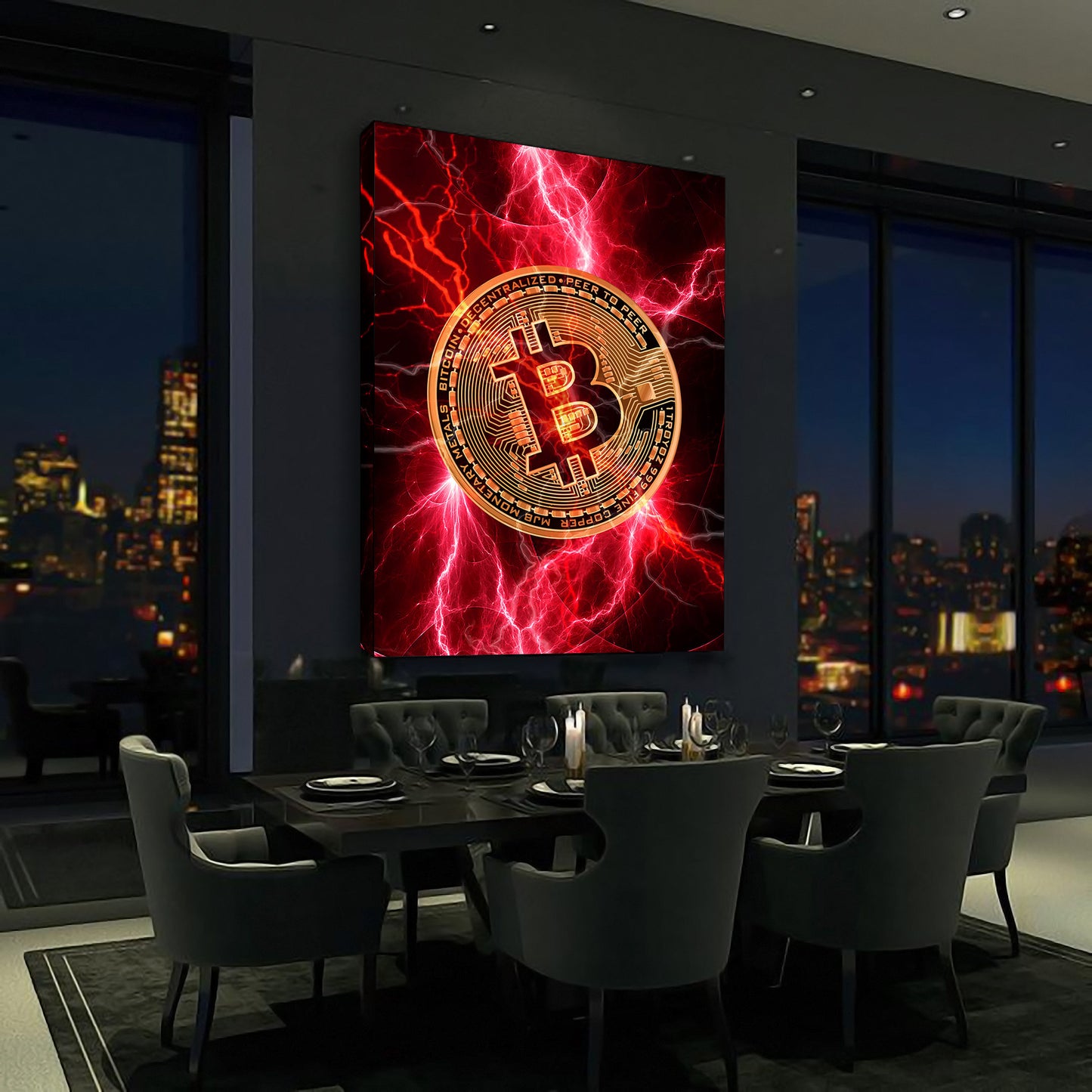 Wandbild Kunstwerk Bitcoin Red Style Colour, Kryptowährung