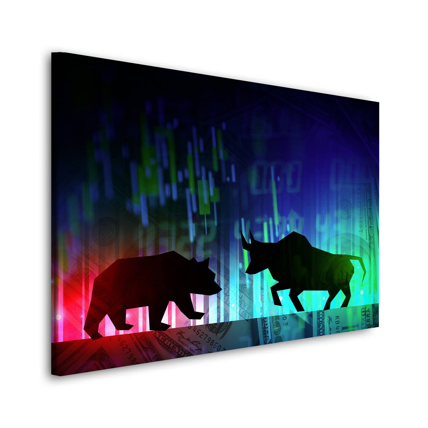 Wandbild Kunstwerk Börse Bull & Bear, Büro