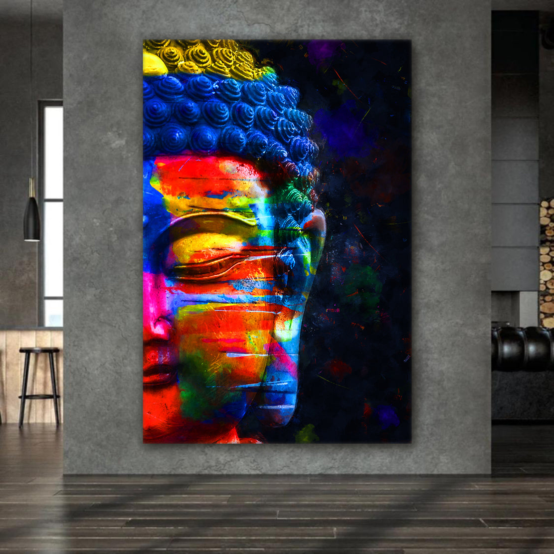 Wandbild Kunstwerk Buddha Colour Blue Edition Pop Art