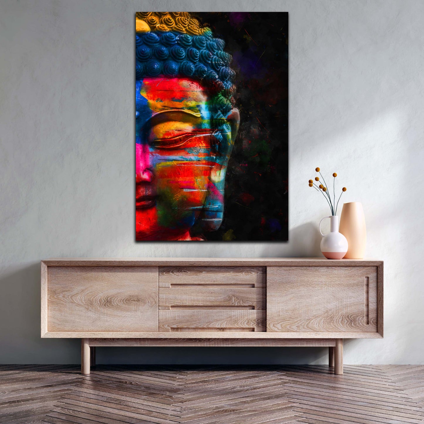 Wandbild Kunstwerk Buddha Colour Pop Art