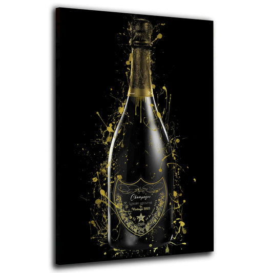 Wandbild Kunstwerk Champagner Luxury Lifestyle Pop Art Flasche