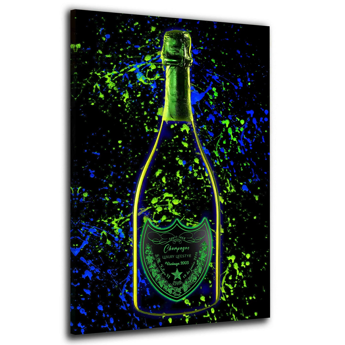 Wandbild Kunstwerk Champagner Pop Art LUXURY LIFESTYLE, Flasche