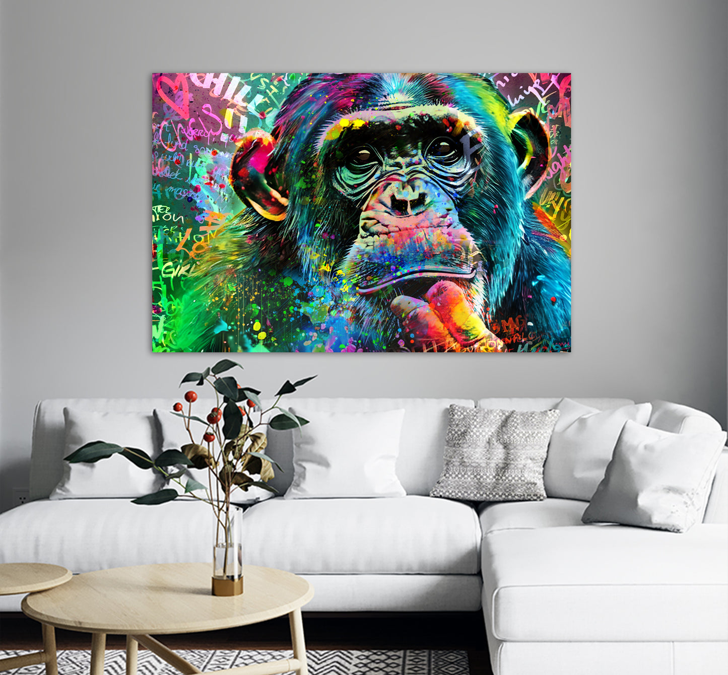 Wandbild Kunstwerk Colour Pop Art Monkey