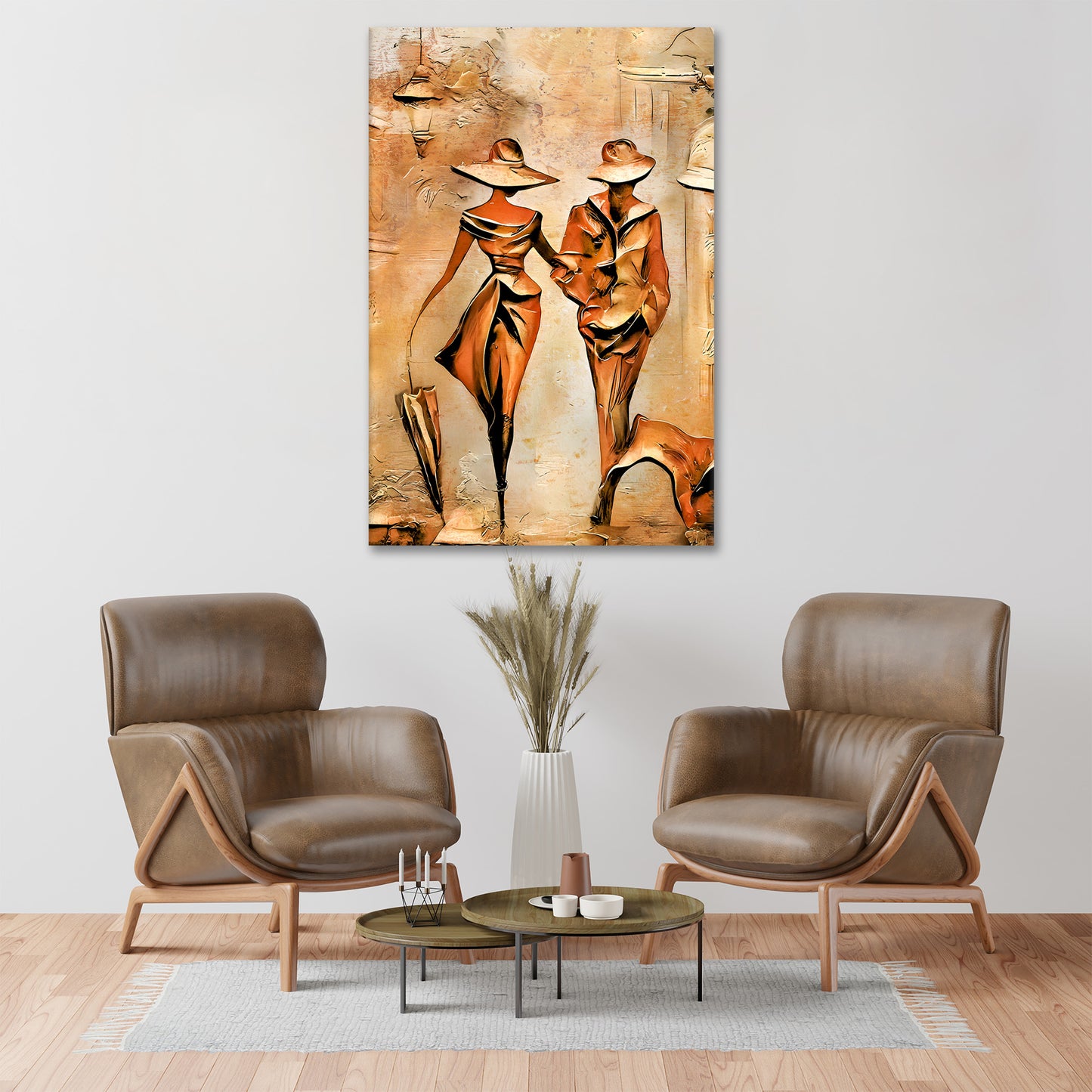 Wandbild Kunstwerk Spaziergang Couple In Love, Abstrakt