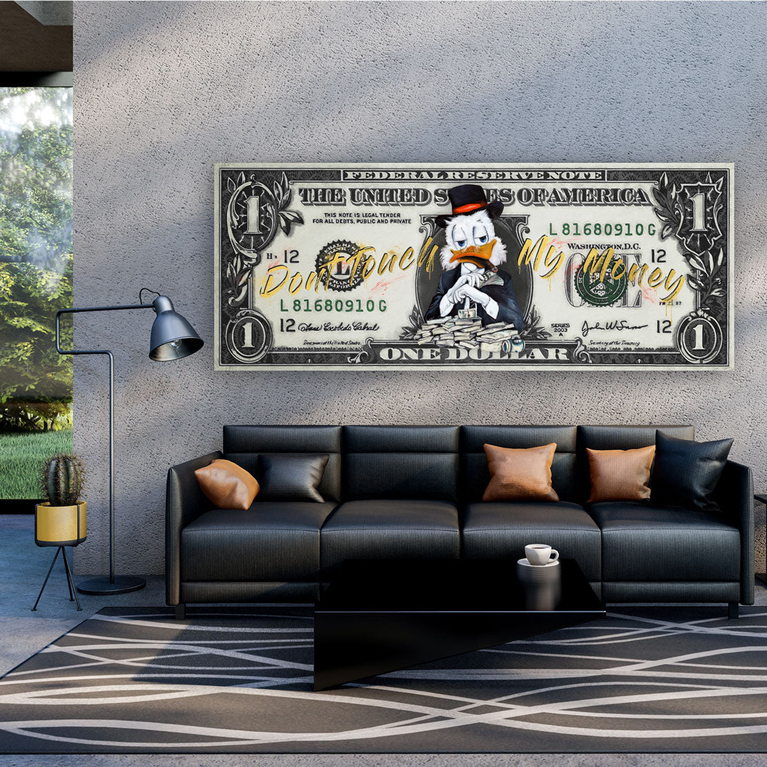 Wandbild Kunstwerk Dollar Rich Duck, Motivation, Geld & Erfolg