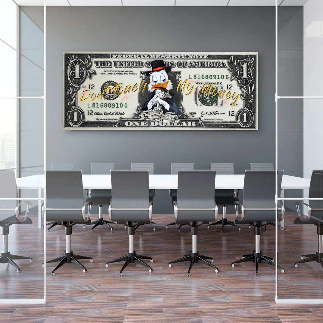 Wandbild Kunstwerk Dollar Rich Duck, Motivation, Geld & Erfolg