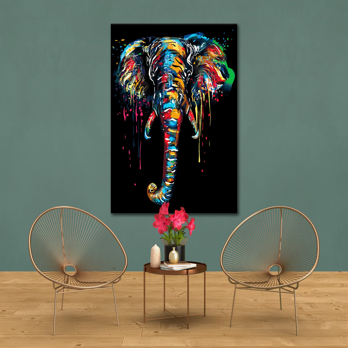 Wandbild Kunstwerk Elefant Colour Style Abstrakt, Pop Art