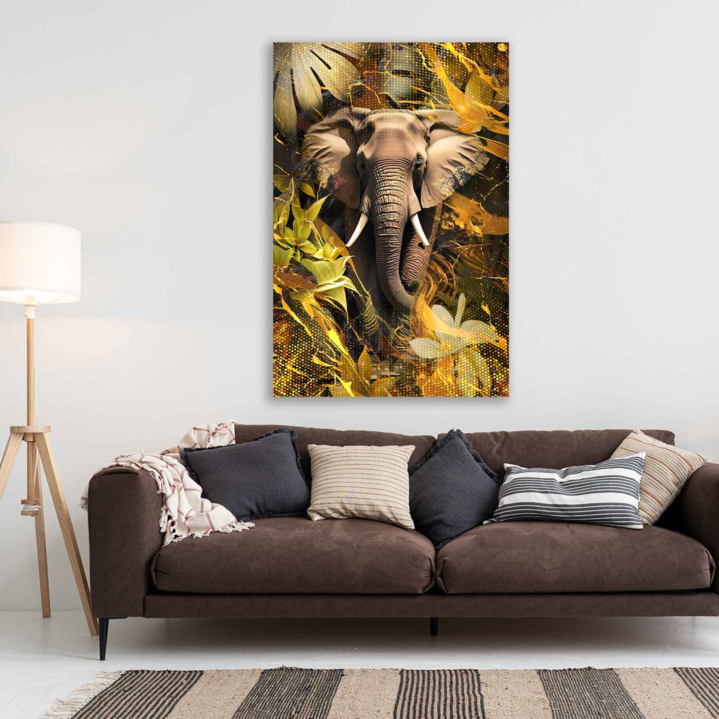 Wandbild Kunstwerk Elefant Gold Style