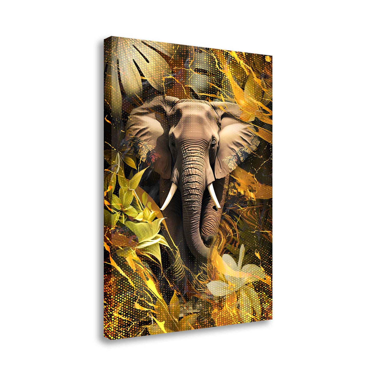 Wandbild Kunstwerk Elefant Gold Style