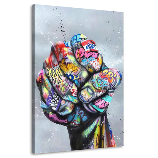 Wandbild Kunstwerk Faust Hand Street Art, Pop Art