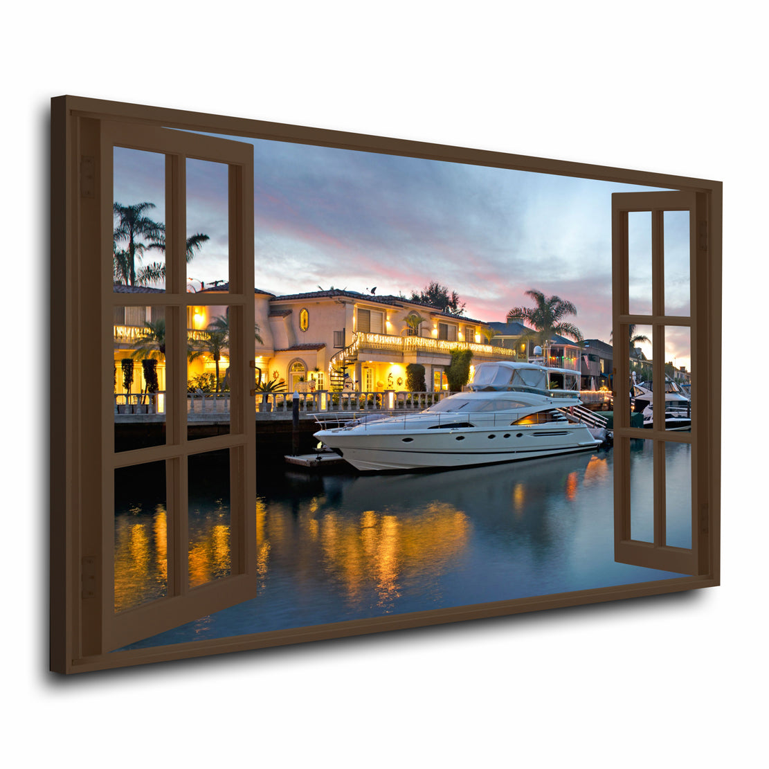 Wandbild Kunstwerk Fenster, Boot Florida View Style Motivation