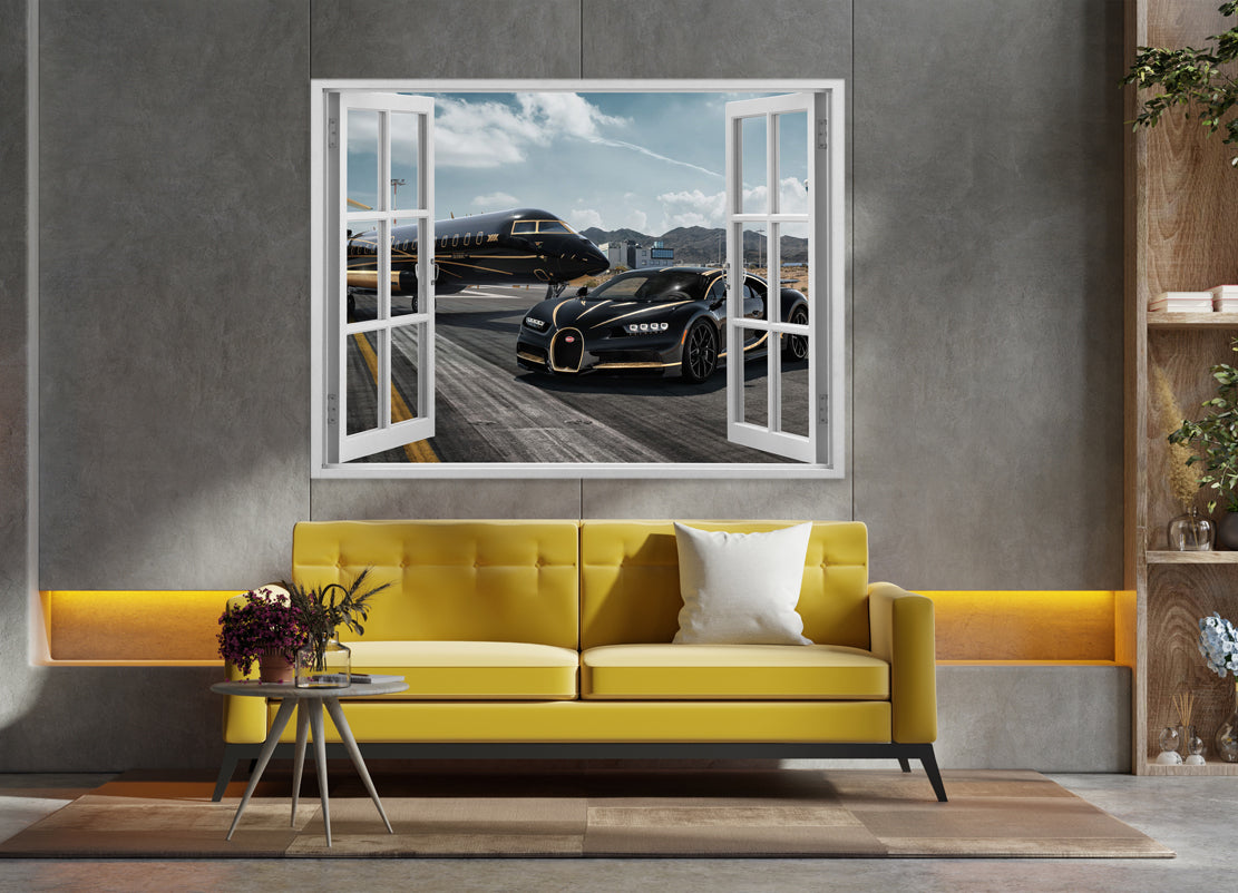 Wandbild Kunstwerk Fenster Bugatti Style Motivation