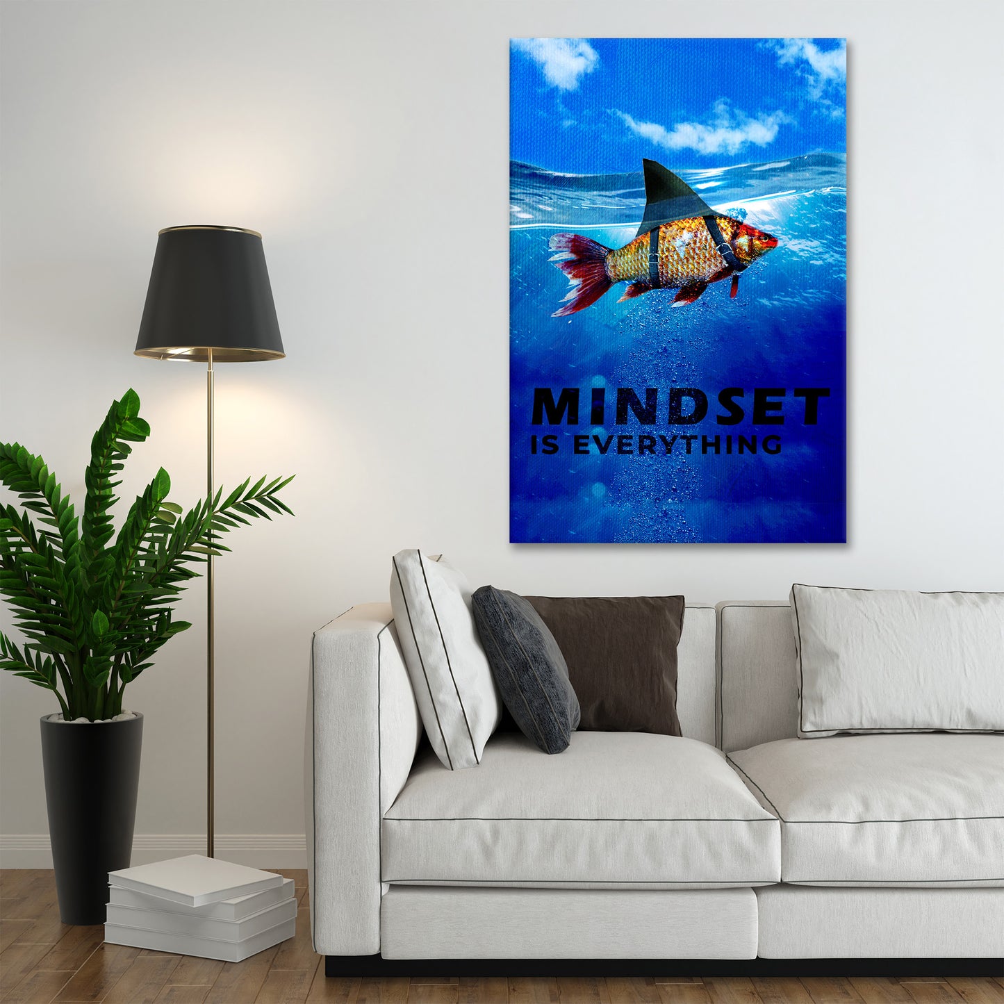 Wandbild Kunstwerk Fisch Mindset Is Everything Motivation