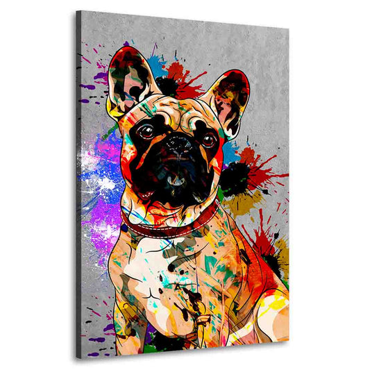 Wandbild Kunstwerk Französische Bulldogge Abstract Tiere, Pop Art