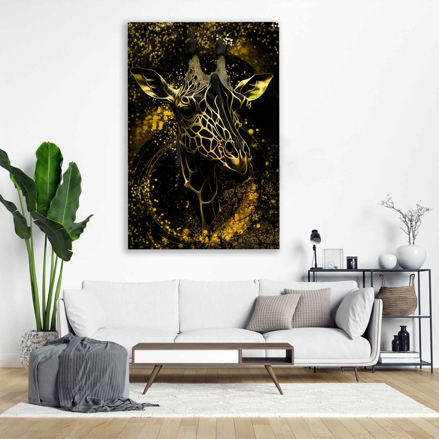 Wandbild Kunstwerk Giraffe Gold Style