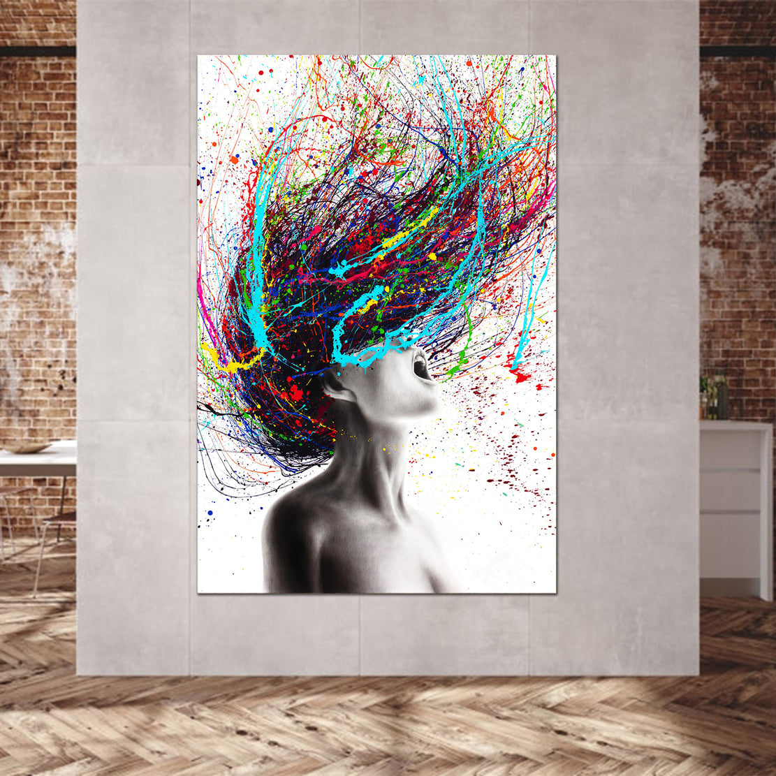 Wandbild Kunstwerk Hair Frau Abstract Pop Art