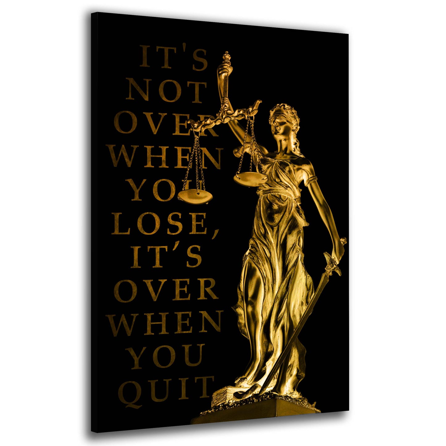 Wandbild Kunstwerk Justitia IT Is Not Over When You Lose, Gold Edition