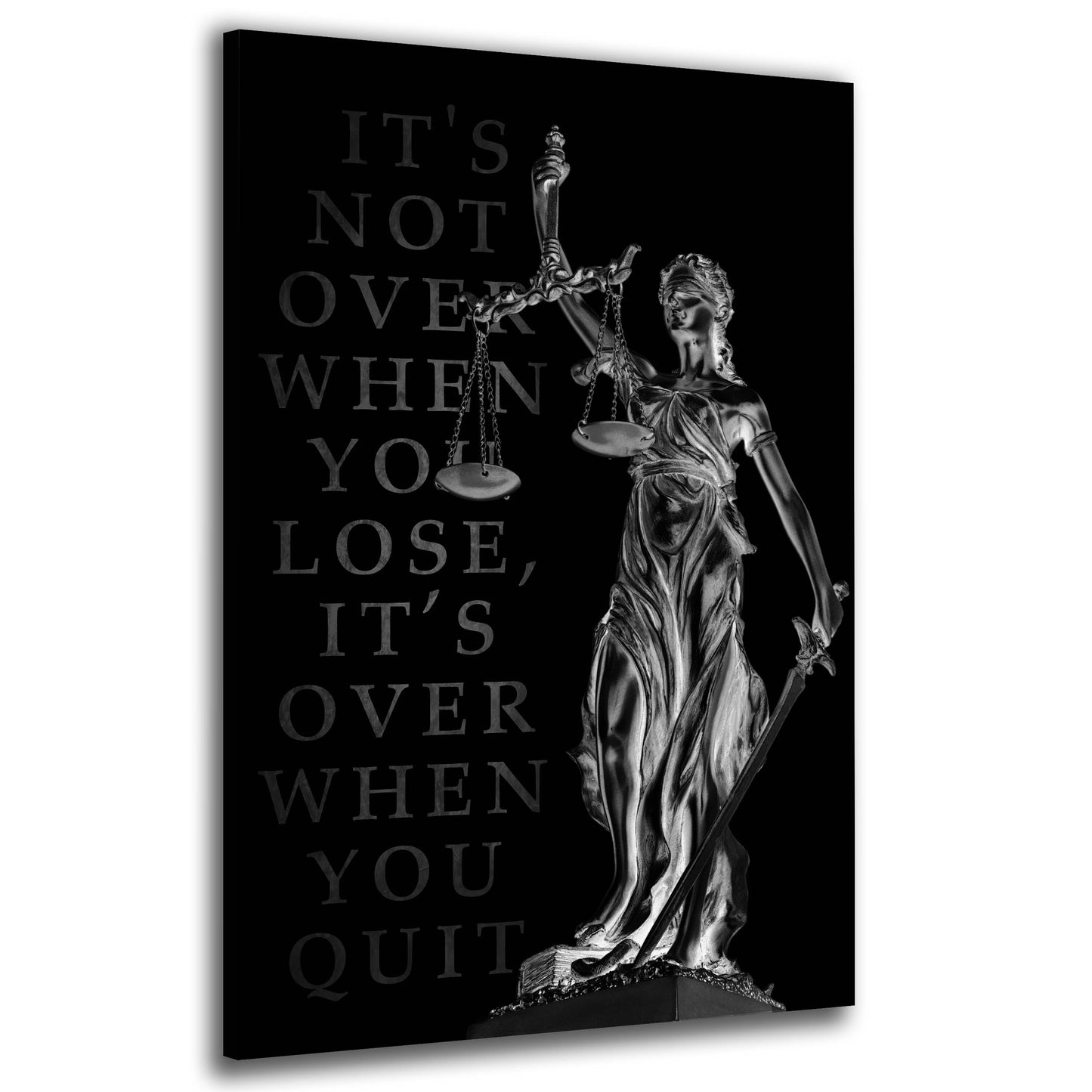 Wandbild Kunstwerk Justitia, IT Is Not Over When You Lose, Silver Edition