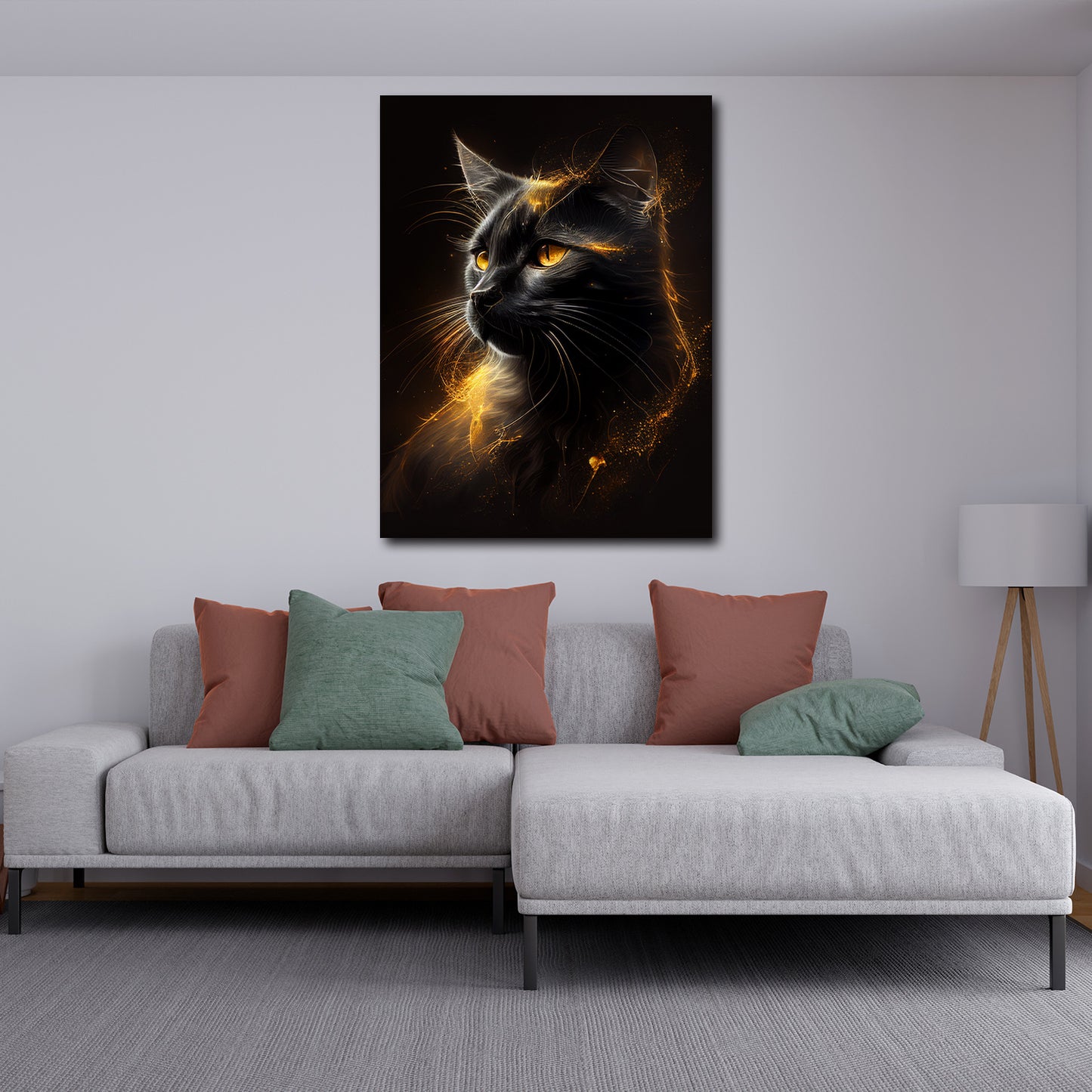 Wandbild Kunstwerk Katze Gold Edition