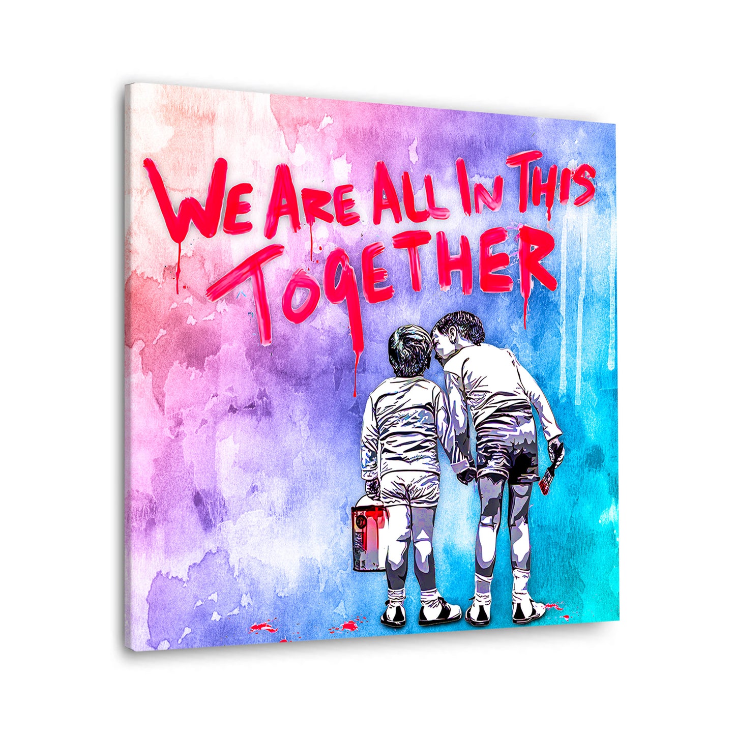 Wandbild Kunstwerk 2 Kinder We Are All In This Together, Pop Art