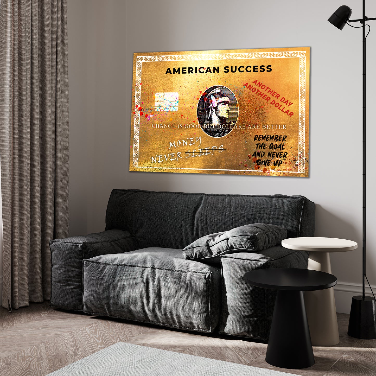 Wandbild Kunstwerk American Success Gold Style